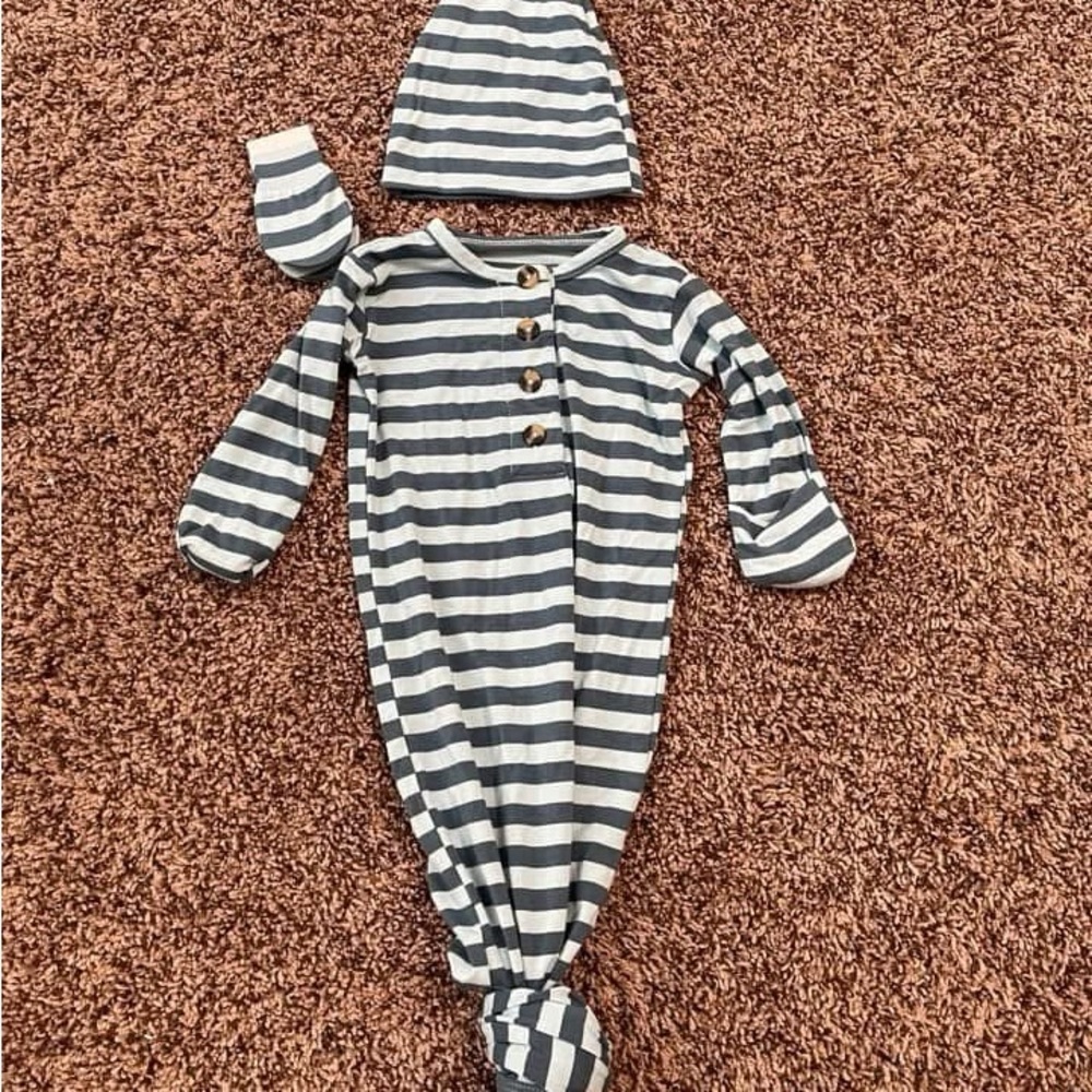 Lou Lou & Company Blue Striped (Chet) Baby Gown